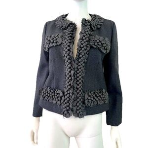 J Crew Womens Wool Blazer Sz 8 Embellished Cropped Modern Office CEO Lady Jacket